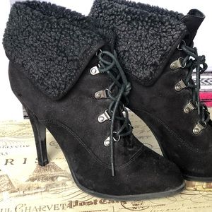 “Aspen” fur booties by Kardashian Kollection.